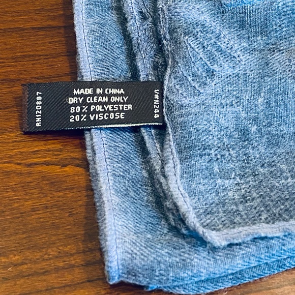 🌟HP🌟Washed Denim Blue Colored Embroidered Scarf Wrap by Eyeful OSFM - Picture 5 of 7